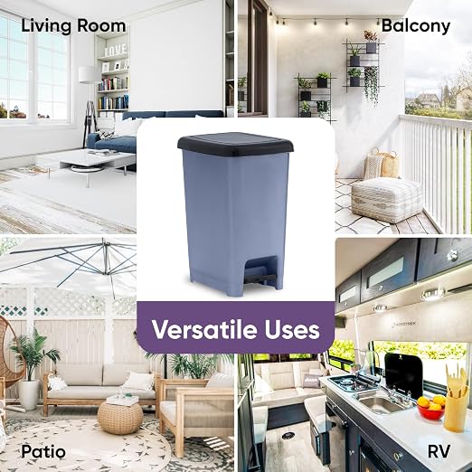 Superio Slim Trash Can with Foot Pedal – 2.5 Gallon Step-On Trash Can with Lid - Image 6