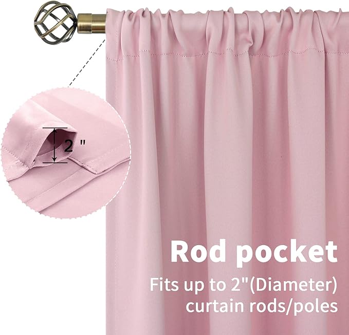 BGment Baby Pink Room Darkening Curtains - Image 5
