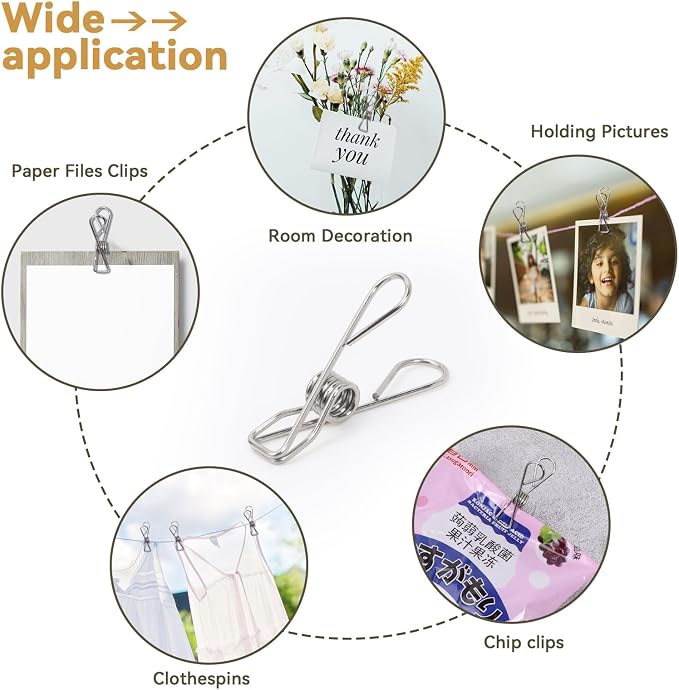 40 Pack Clothes Pins Heavy Duty, Metal Clothespins Assorted Size Include Extra - Image 7