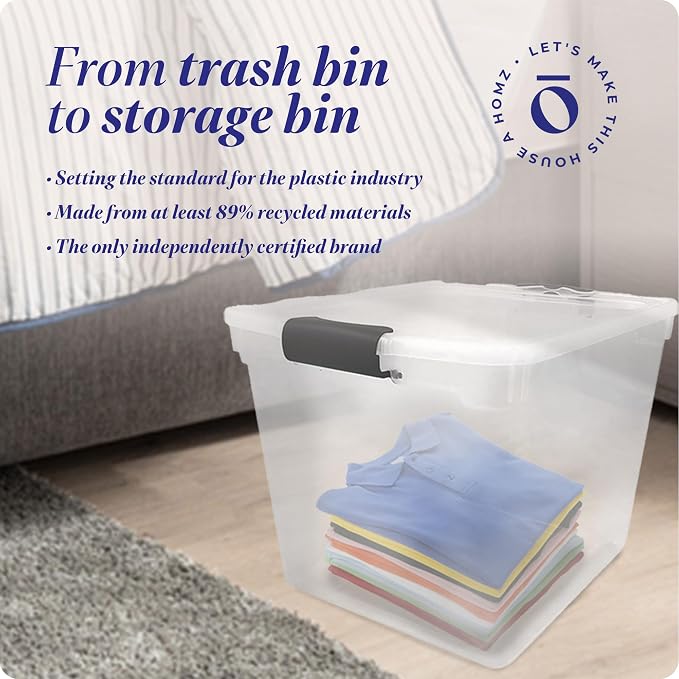 HOMZ 4-Pack Latching Lid, Large Clear Plastic Storage Bins - Image 7