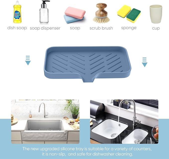 Silicone Sink Tray, Self-Draining Kitchen Soap Tray, Premium Silicone Soap - Image 5