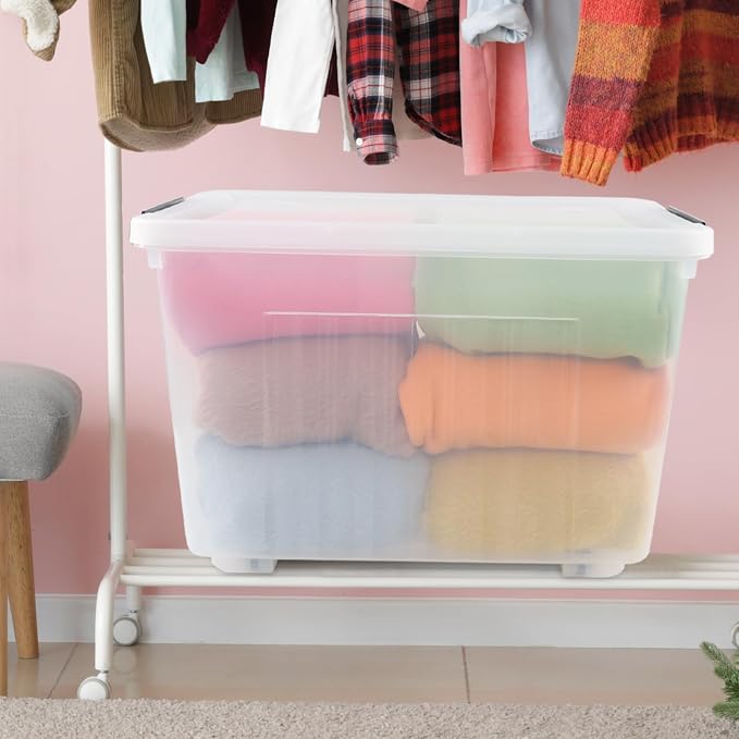 4-Pack 42 L Clear Plastic Storage Container Bin - Image 5