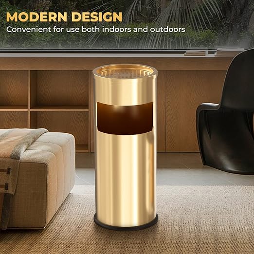 Trash Can Outdoor Waste Container Round Stainless Steel Trash Can - Image 5