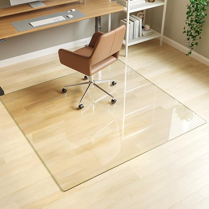 48" x 48" Glass Chair Mat, 1/5" Thick Office Chair Mat by KOONMI