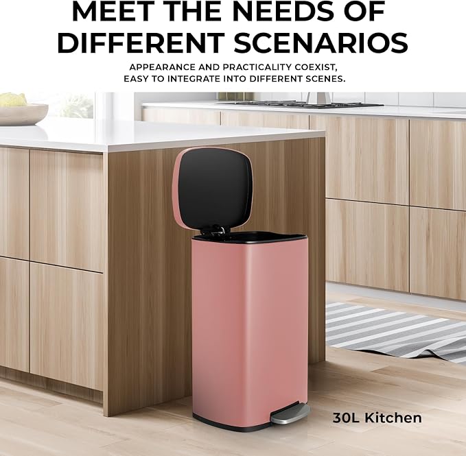 8 Gal Kitchen Trash Can, 30L Recycling or Garbage Bin, Brushed Stainless Steel - Image 8