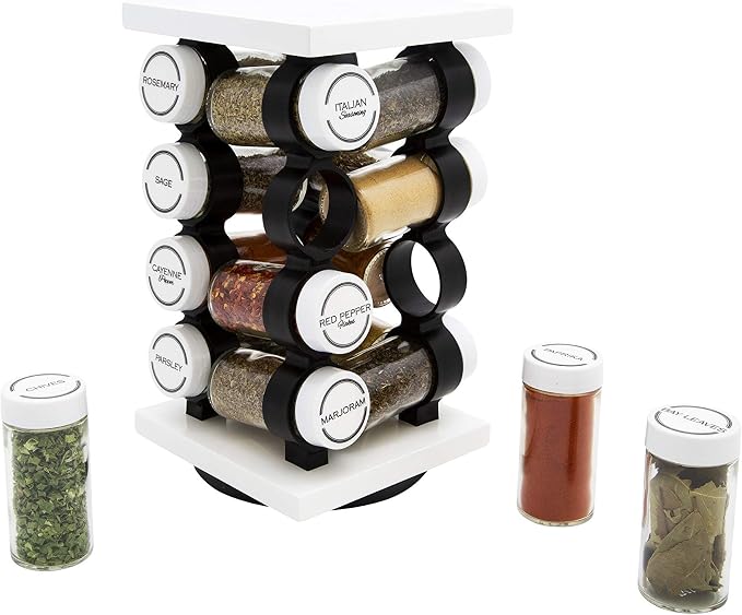Orii Spice Rack 16 Jar Set White Filled - Image 7