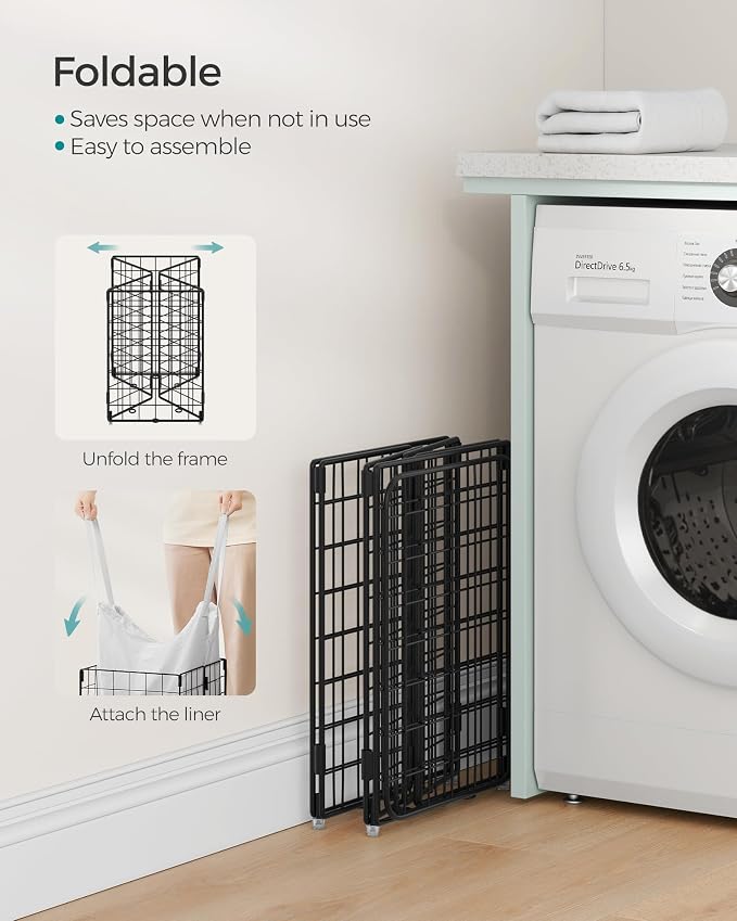 SONGMICS Laundry Hamper, 11 Gal. Laundry Basket, Collapsible Clothes Hamper - Image 6
