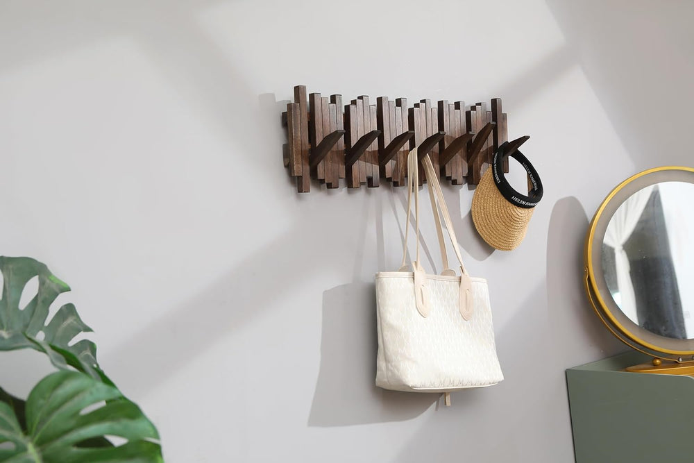 Natural Wood Wall Mounted Piano Coat Rack| Coat Rack Wall Mount| Flip Down Wa...