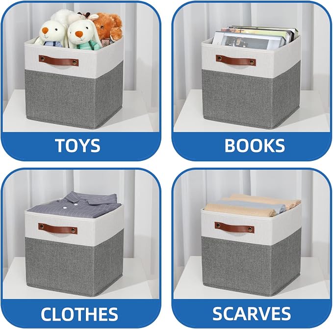 Temary Cube Storage Bins 4 Pack Storage Cubes 11×11 Fabric Storage Bins - Image 4