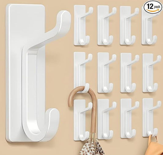 12 Pack Wall Hooks for Coat and Towel: 13LB Adhesive Door Hanger Stick on by pickpiff
