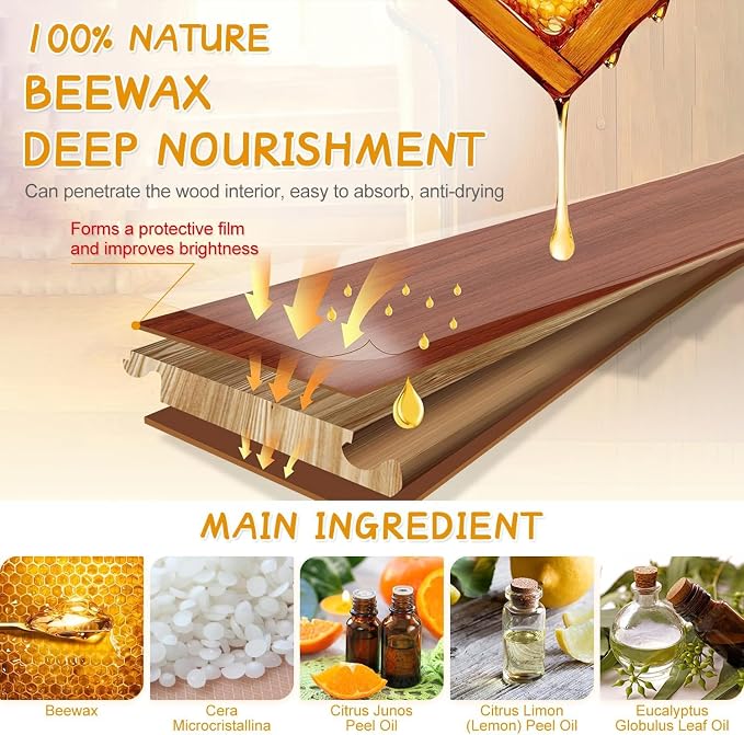 Natural Beeswax Spray Furniture Polish, Wood Cleaner, Wood Floor Polish - Image 5