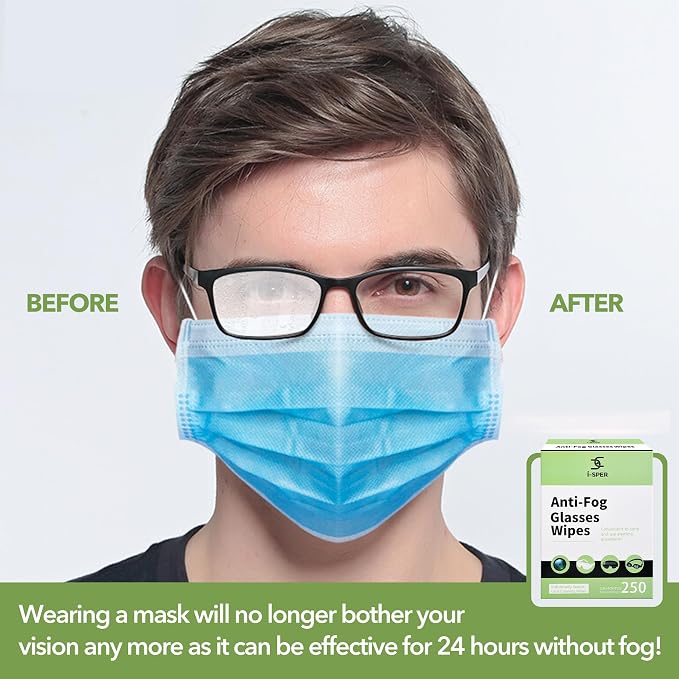 250 Count Anti Fog Lens Wipes for Eyeglasses, Pre-Moistened Individual Wrapped - Image 2