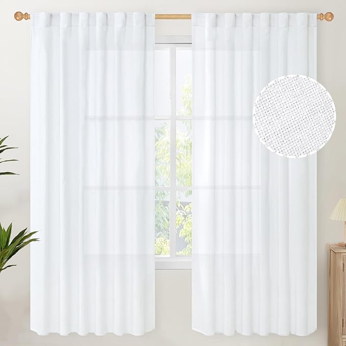 YoungsTex 72 Inch Length White Linen Curtains by YoungsTex