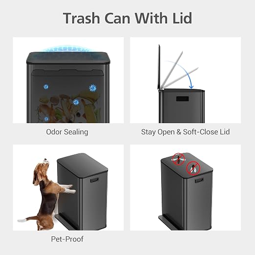 GarveeHome 60L/16 Gal Kitchen Trash Can, 2×8 Gal Pedal Trash Bin - Image 4