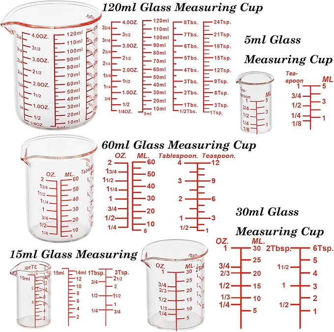 Ackers 7-Piece Glass Measuring Cup Set, Borosilicate Beaker Style Nesting - Image 6