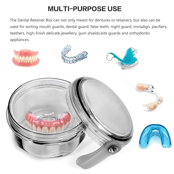 Leakproof Denture Case Denture Soaking Cup False Teeth Container, Dental - Image 2