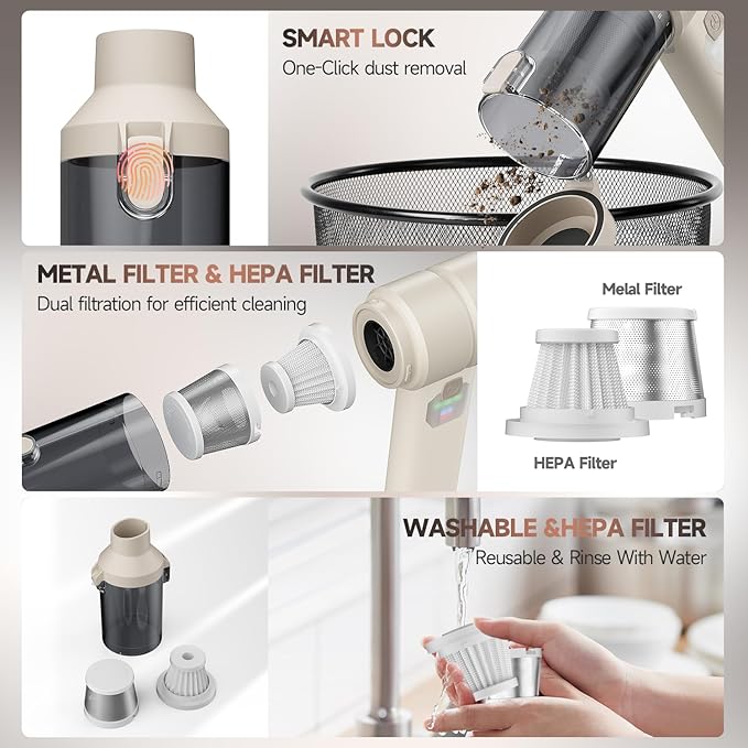 Car Vacuum, Handheld Car Vacuum Cleaner Cordless - Image 6