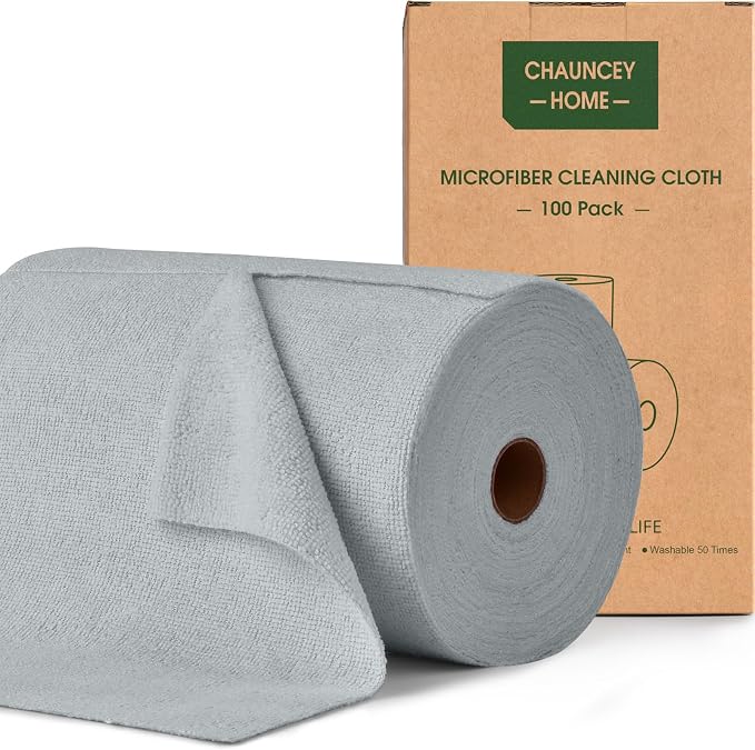 Roll of Microfiber Cleaning Cloth –100 Pack, Tear Away Microfiber Towels by CHAUNCEYHOME