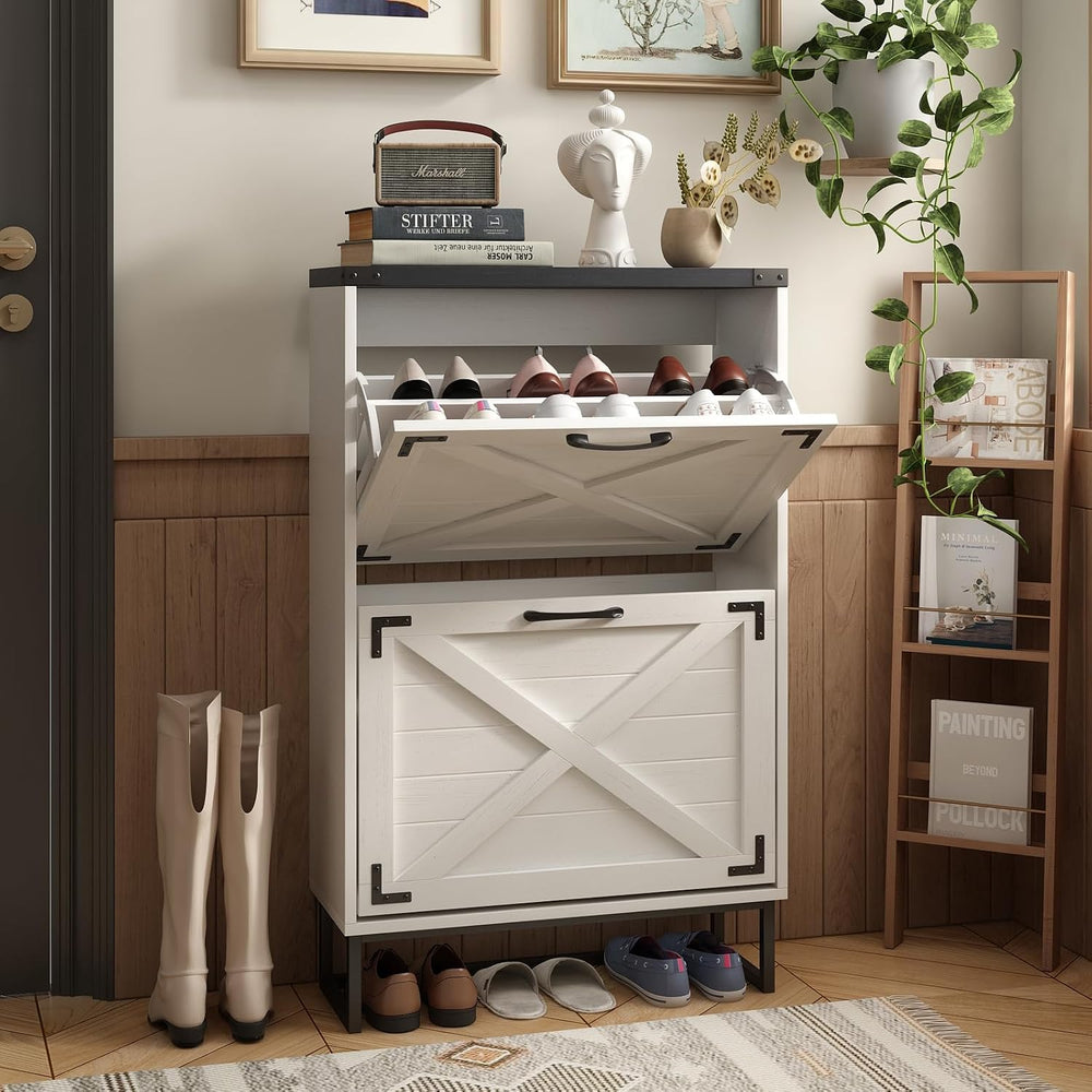 Maupvit 24" W Farmhouse Shoe Cabinet Storage for Entryway, Freestanding ...
