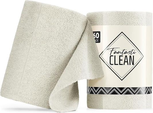 Fantasticlean Microfiber Cleaning Cloth Roll -60 Pack, Tear Away Paperless by Fantasticlean