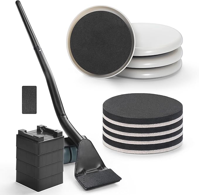 Furniture Lifter Tool + 8-Pack of 3.5" Sliders, Save 80% Effort, Safely and by Shnbxtnd