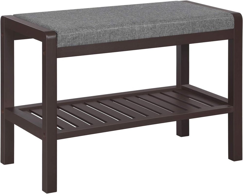 SONGMICS Shoe Rack Bench, Padded Seat, Storage Shelf, Holds Up to 350 lb