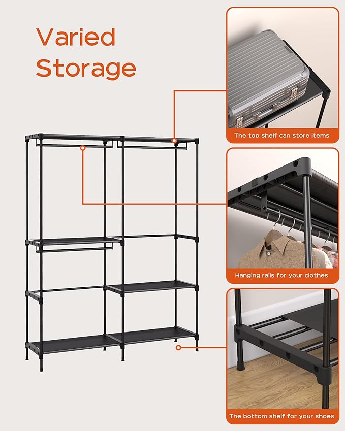 Clothes Rack, Portable Closet, 54.3 Inch Large Capacity Wardrobe Closet - Image 6