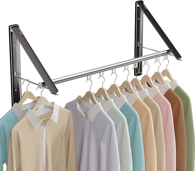 Clothes Drying Rack Retractable, Wall Mounted Clothes Hanger Rack by Dancrul