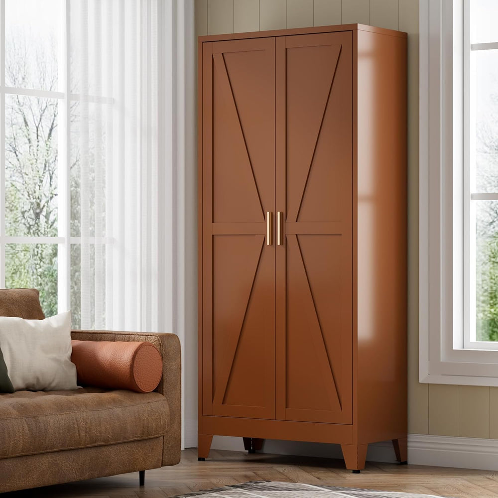 COFaR 5 Tier Metal Kitchen Storage Cabinets, 71" Pantry Cabinet with Doors