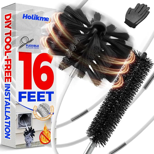 Holikme 16 Feet Dryer Vent Cleaner Kit, Lint Remover, Fireplace Chimney Brushes by Holikme