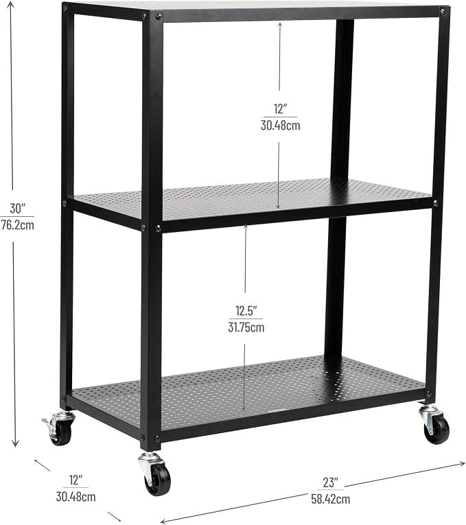Mind Reader Rolling Cart, Rolling Cart, Microwave Stand, Coffee Cart - Image 3