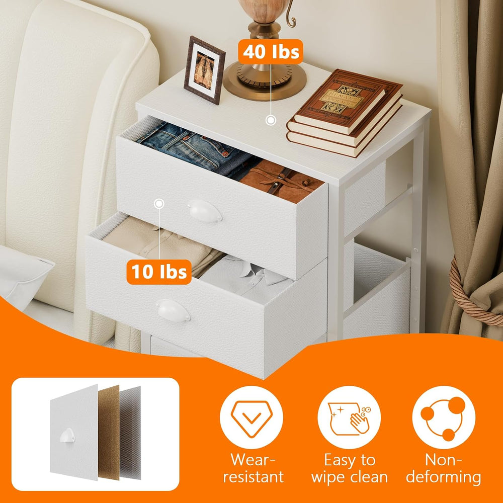 Furnulem White Dresser for Bedroom, 6 Fabric Drawers Chest of Drawers