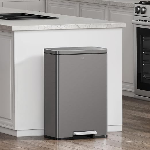 EKO Madison Gunmetal Stainless Steel 50 Liter/13.2 Gallon Step Trash Can - Image 9