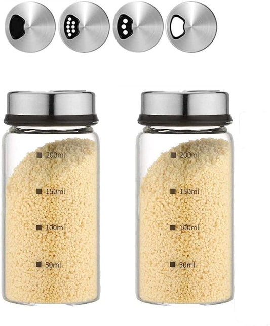 2 Piece 4-Neck Glass Seasoning Shakers by Flealut