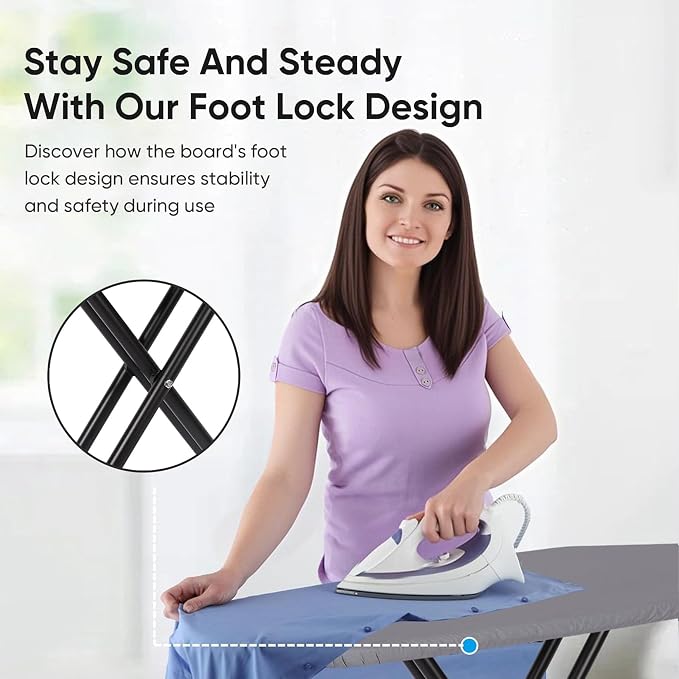 Deluxe Ironing Board with Heat Resistant Cover and Thicken Felt Pad, Heavy - Image 7