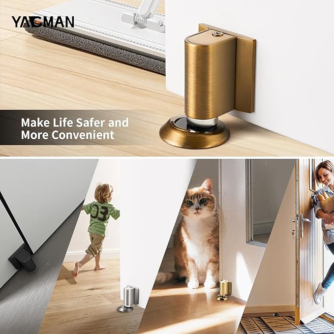 3 Pack Magnetic Door Stoppers Retractable Bottom of Door Holder No Drilling - Image 6