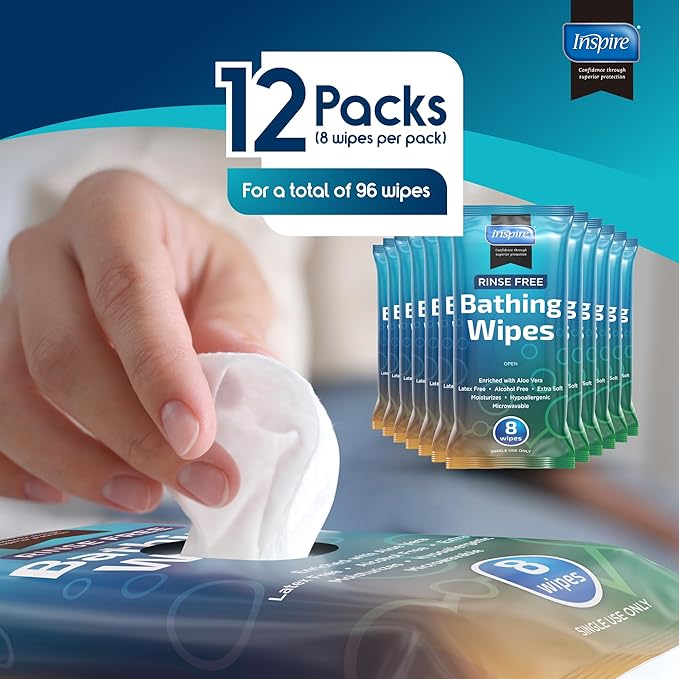 Inspire Thick Rinse Free Body Wipes, Extra Large Washcloths - Image 7