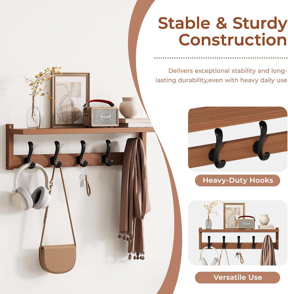 27.6" Shoe Rack Bench with Coat Rack, 2-Tier Entryway Storage Bench