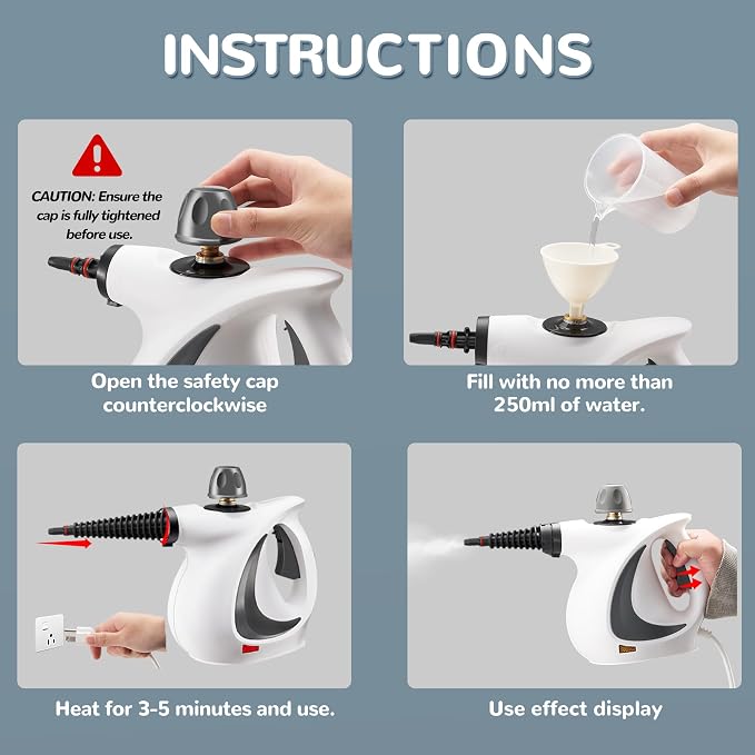 Spurgehom Handheld Steam Cleaner, Portable Steamer - Image 5