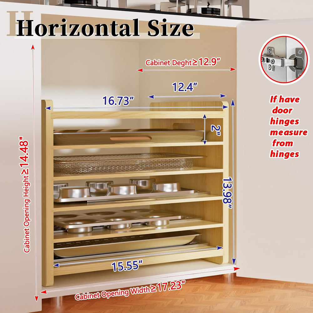 6 Tier Wooden Tray Dividers for Cabinets