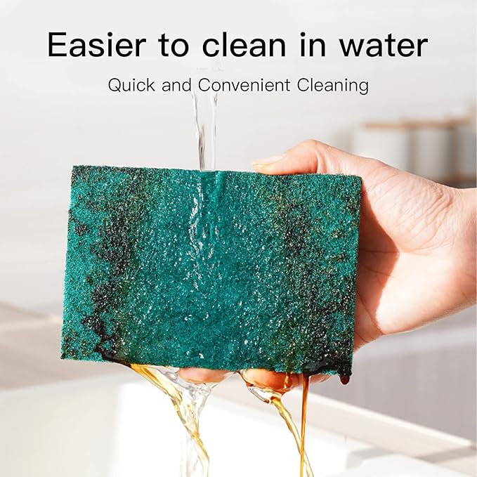 Heavy Duty Scour Pads Sponge Dish Scrubber Non-Scratch Green Reusable Household - Image 5