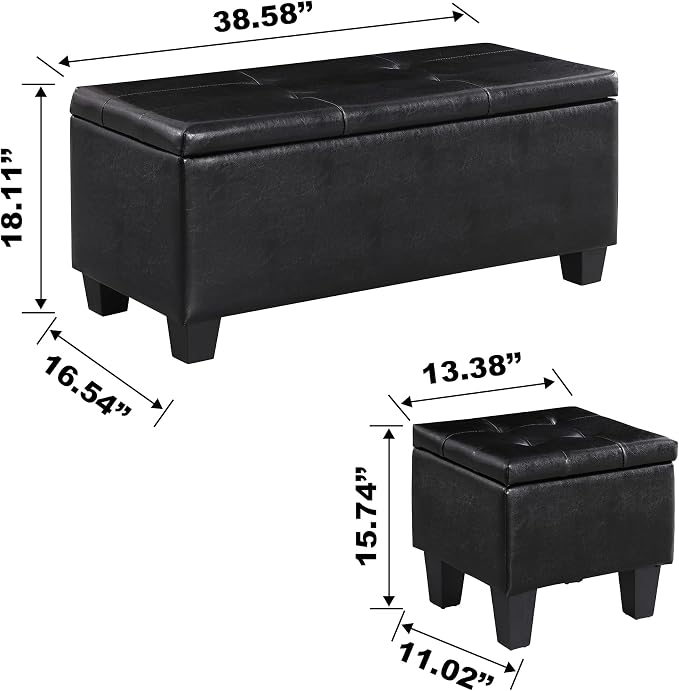 Storage Ottoman Set of 3, for Living Room Couch, End of Bed - Image 2