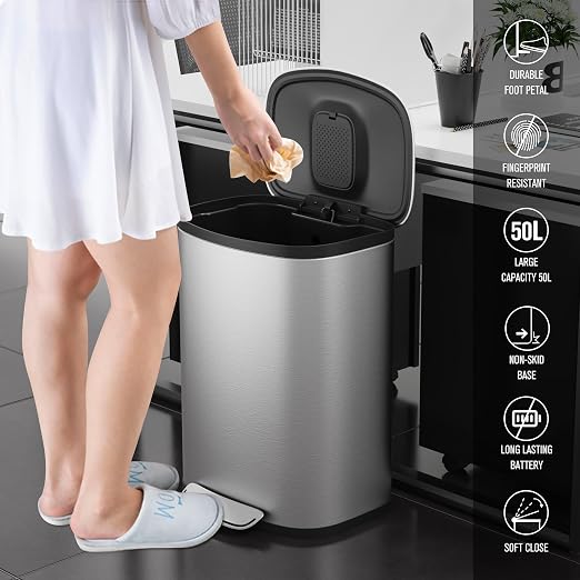 13 Gallon Stainless Steel Foot Pedal Large Trash Can - Image 7