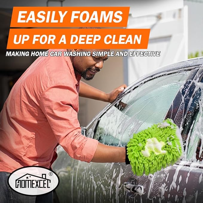 HOMEXCEL Car Wash Mitt, 2PK Chenille Microfiber Wash Mitt, Scratch-Free & - Image 4