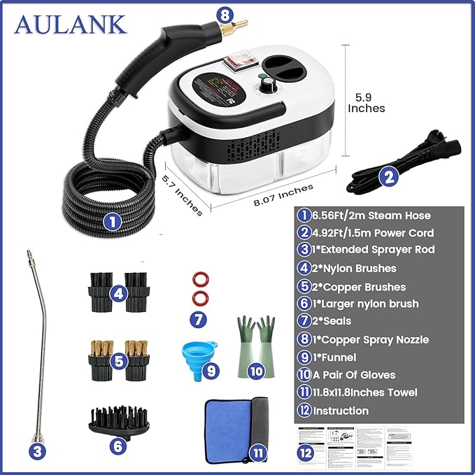 2500W Handheld Steam Cleaner, Portable Car Steamer - Image 6
