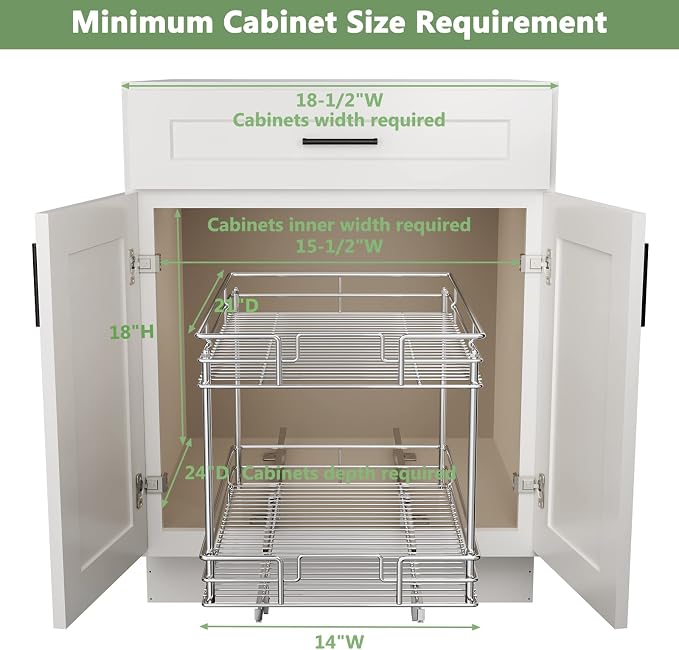 ROOMTEC Pull Out Cabinet Organizer, Kitchen Cabinet Organizer and Storage - Image 3