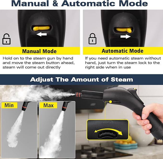 Steam Cleaner with 21 Accessories, 248°F High-Temp Steam & 1.1L Large Tank - Image 4