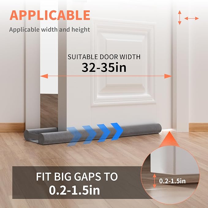 Door Draft Stopper for Bottom of Door, Under Door Gap Filler/Seal for Big Gap - Image 2