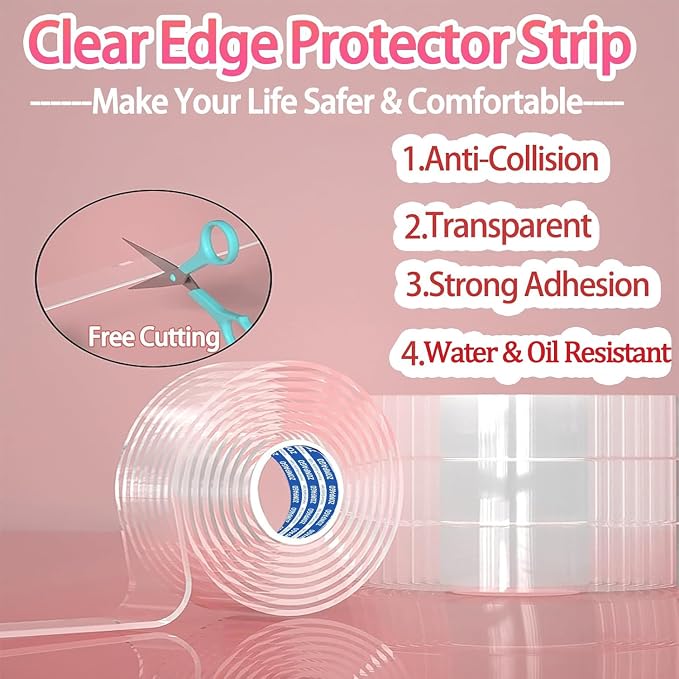 Clear Soft Corner Protectors for Furniture Strip, 1.6in x 13FT, Sharp Edge & - Image 3