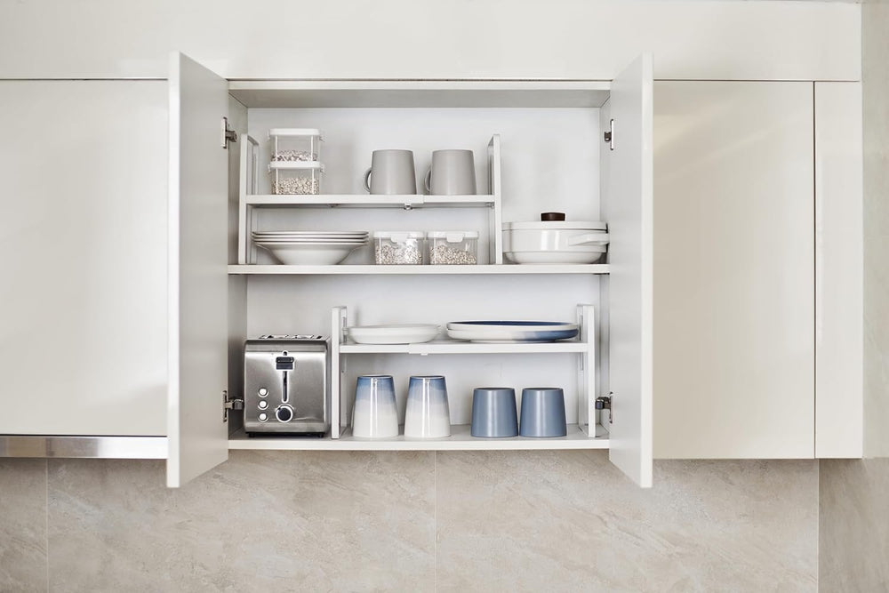 Nxconsu Cabinet Shelf Riser, Adjustable Cabinet Organizer, 10.3" Deep White
